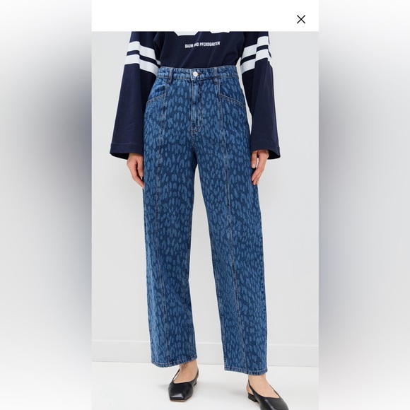 Chic Blue Patterned Women's Flare Jeans - Picture 1 of 4